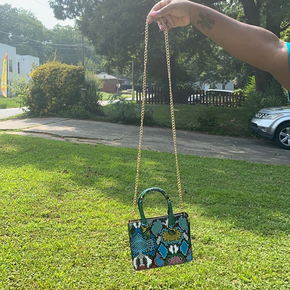 Multi color snakeskin pattern small purse